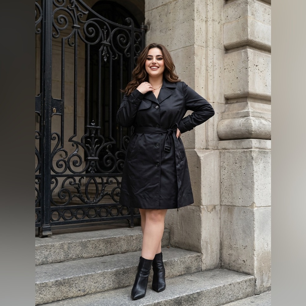 NVLT NWT 1x Classic Black Trench Coat! very nice fabric and style!